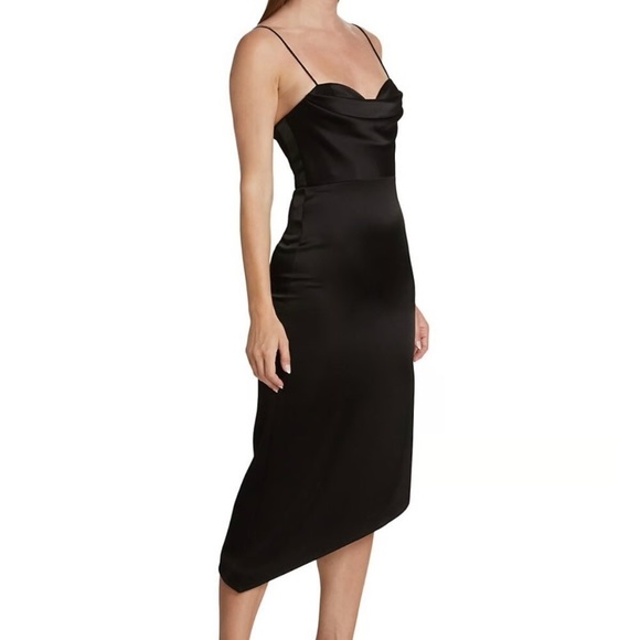 ALICE + OLIVIA Kiyoko Asymmetric Satin Midi Dress US10 - Picture 5 of 12